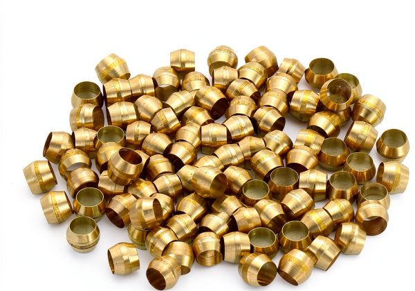 PATIKIL 4mm Tube OD Brass Compression Sleeves Ferrules, 25 Pack Brass Ferrule Fitting Brass Compression Fitting Assortment Kit for Air Water Gas Pipe-2