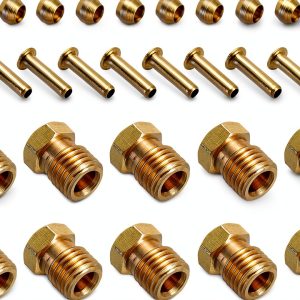 PATIKIL 2.5mm ID 4mm OD Compression Kit 10 Brass Ferrule Sleeve Nut-0